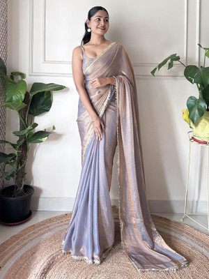 Sareemall Embellished Bollywood Tissue Saree(Silver)