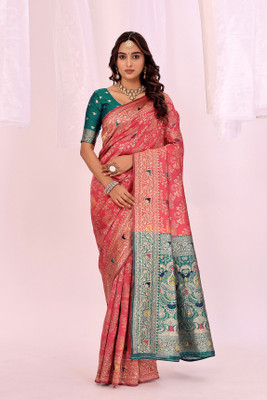 Saadhvi Woven Banarasi Pure Silk Saree(Maroon)