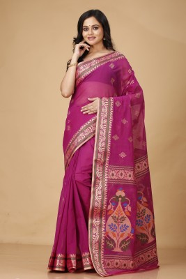 Grivana Woven Handloom Handloom Pure Cotton Saree(Magenta)