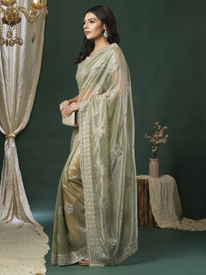 Sareemall Embellished Bollywood Net Saree(Light Green)