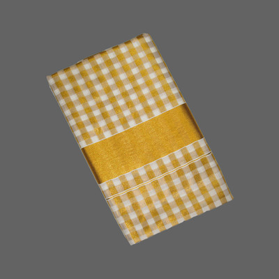 Peerless Checkered Kasavu Handloom Pure Cotton Saree(White)