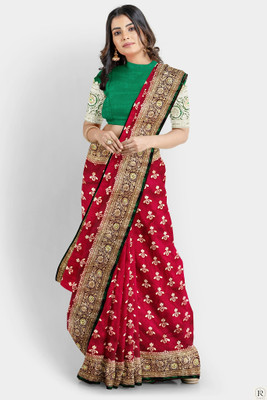 ajmera fashion Woven Banarasi Satin Saree(Pink)