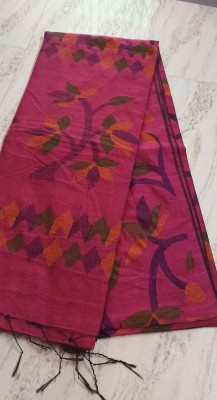 Sandhyatara Printed Handloom Cotton Blend Saree(Pink)