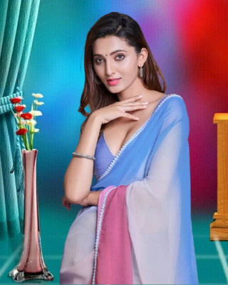 Jayu Striped Daily Wear Georgette Saree(Blue)