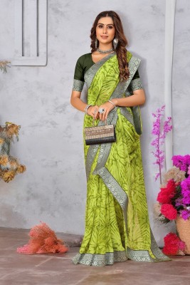 Kesaria Textile Company Printed Bollywood Georgette, Chiffon Saree(Green)