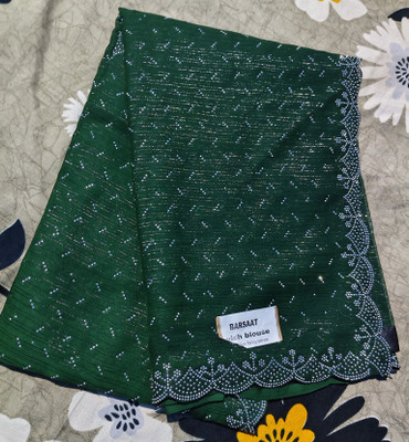 MB Creation Embroidered Saree with Attached Blouse Georgette Saree(Dark Green)