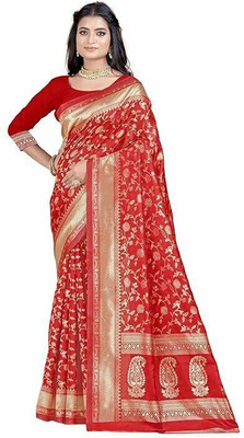 Moda Repido Woven Bollywood Pure Silk Saree(Red)