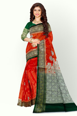 Dulhan Collection Woven Banarasi Jacquard Saree(Multicolor)