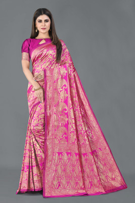 DHRUTI TEXTILES Self Design Banarasi Cotton Silk Saree(Multicolor)