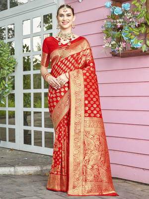 ANOUK Woven Banarasi Art Silk Saree(Red)