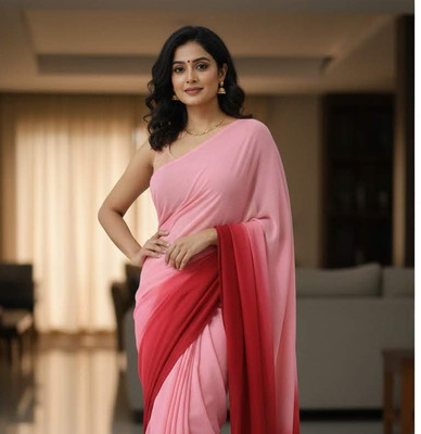 Anugrah Textile Embroidered Banarasi Lycra Blend, Chiffon Saree(Pink)