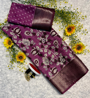 NavinyaVastra Printed Banarasi Jacquard Saree(Pink)