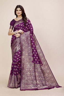 DHAYNAAND REEWA FASHION Woven Banarasi Jacquard Saree(Purple)