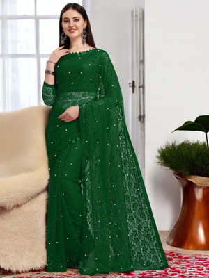 Fashion Nexa Self Design, Embellished Bollywood Net Saree(Green)