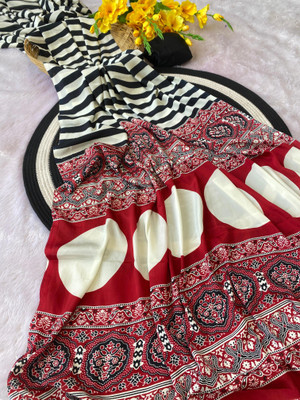 TRUORIGIN Striped Bollywood Crepe, Silk Blend Saree(Multicolor)