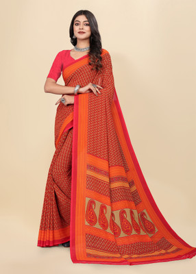 Vimla Printed Daily Wear Crepe Saree(Red)