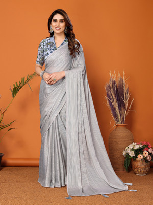 Vedant Vastram Self Design Bollywood Polyester Saree(Grey)