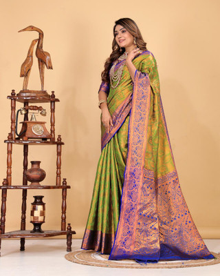 jayant creation Self Design, Woven Daily Wear Silk Blend, Jacquard Saree(Multicolor)