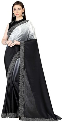 Aaradhya Enterprise Self Design Banarasi Pure Silk, Art Silk Saree(Black)