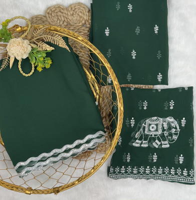 SROLY Embellished Bollywood Georgette Saree(Green)