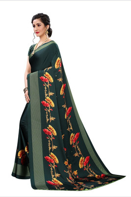 ROOP SUNDARI SAREES Digital Print Bollywood Crepe Saree(Green)