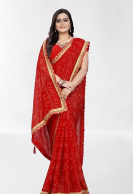 Damru trendz Digital Print Bollywood Georgette Saree(Red)