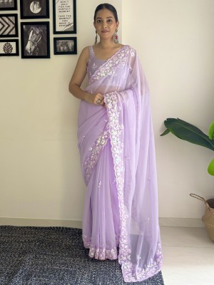 Sareemall Embellished Bollywood Georgette Saree(Purple)