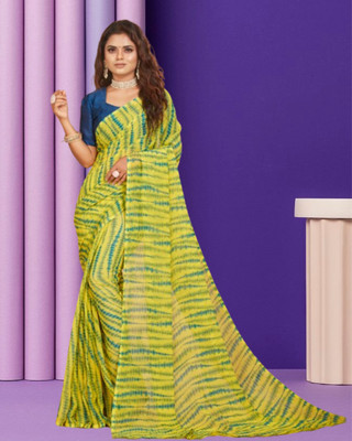 Jayu Printed Bandhani Georgette Saree(Yellow)
