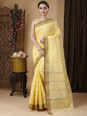 Ruuprekha Woven Tant Cotton Blend Saree(Yellow)