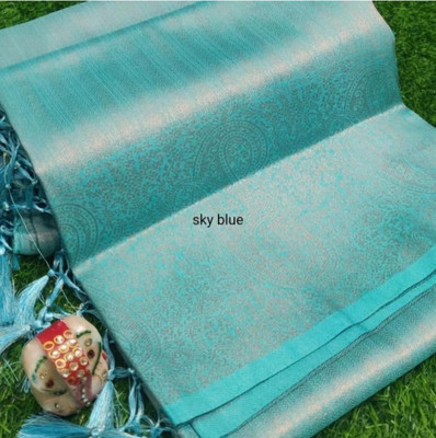 Banaras silk palace Woven Banarasi Viscose Rayon Saree(Light Blue)