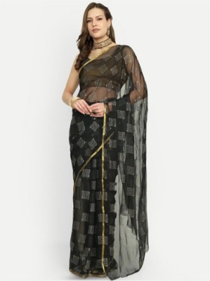 Shree Amba Enterprise Printed Bollywood Chiffon Saree(Black)