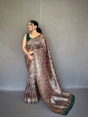 SGF11 Self Design Handloom Pure Silk Saree(Grey)