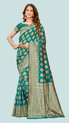 SWAMI STUDIO Self Design Banarasi Jacquard Saree(Light Blue)