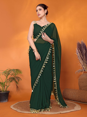 Divastri Embellished Bollywood Georgette Saree(Green)
