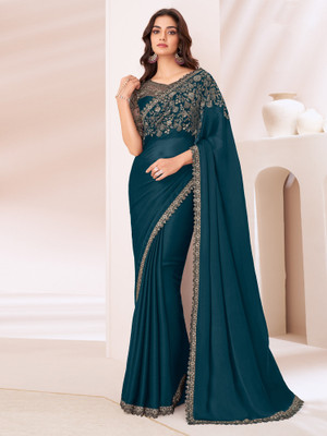 Tasrika Embellished Bollywood Chiffon Saree(Blue)
