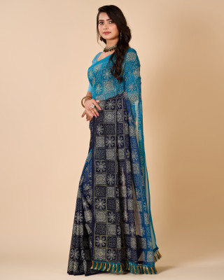 Virendra Textile Printed Bollywood Chiffon Saree(Multicolor)