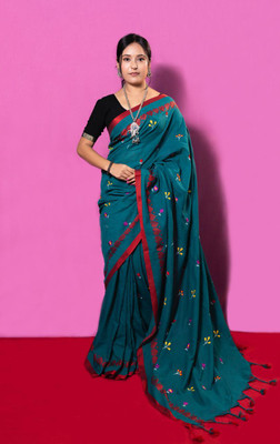 Rnn Saree Embroidered, Printed, Hand Painted Handloom Pure Cotton Saree(Multicolor)
