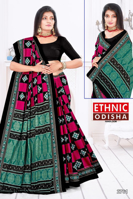 Ethnicsarees Printed Sambalpuri Pure Cotton Saree(Pink)