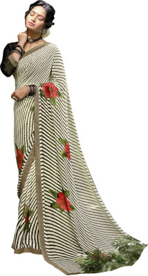 Pbs Prints Printed Leheria Georgette Saree(Black)