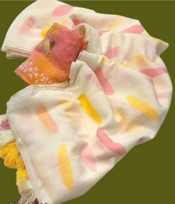 Krujha Embroidered, Printed Kantha Cotton Linen Saree(Multicolor)