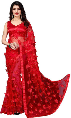 Net Saree Self Design Daily Wear Net Saree(Red)
