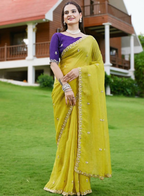 crazy clothe Embroidered Daily Wear Chiffon Saree(Blue)