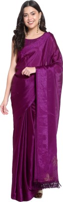 ZACHARIAS Solid/Plain Bollywood Chiffon, Satin Saree(Purple)