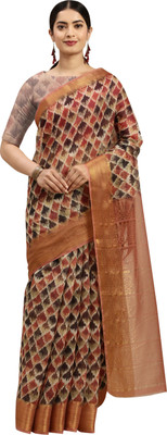 Rajnandini Printed Bollywood Cotton Silk Saree(Multicolor)