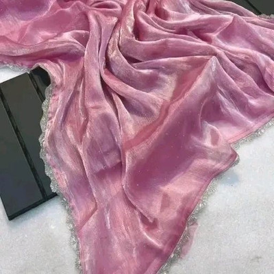 harlin Self Design Bollywood Silk Blend Saree(Pink)