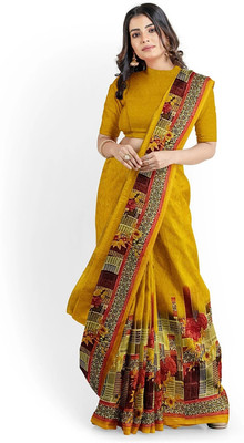 Suali Self Design Bollywood Georgette Saree(Yellow)