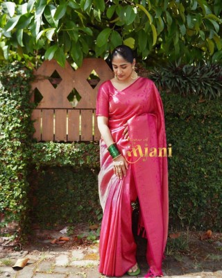 dhruvisha creation Self Design Banarasi Cotton Silk Saree(Pink)