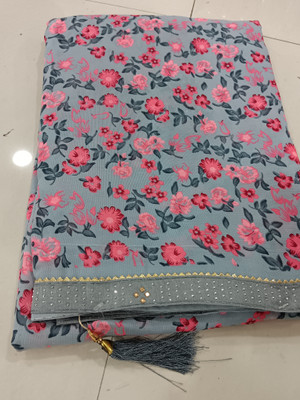shivdhara Printed Kalamkari Chanderi Saree(Grey)