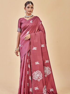 ANOUK Woven Banarasi Art Silk Saree(Pink)