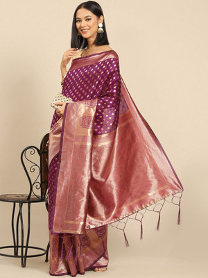 ANOUK Woven Chanderi Silk Blend Saree(Red)